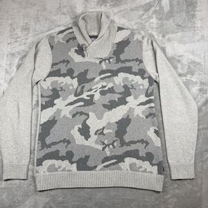 Sean John Sweater Mens XL Gray Camouflage Casual Knit Cowl Neck Hip Hop 90s